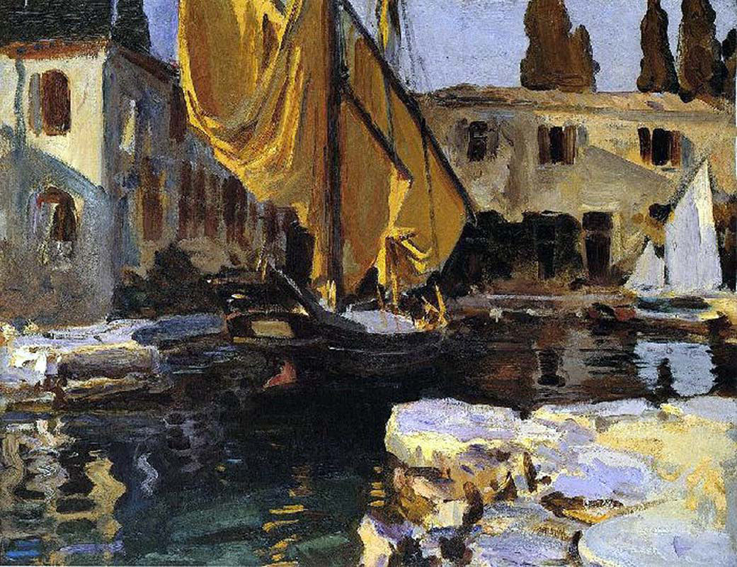 Boat with Golden Sail San Vigilio